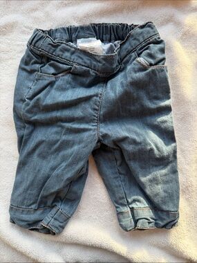 Jacadi Light Blue Elastic Waist Denim Baby Pants
